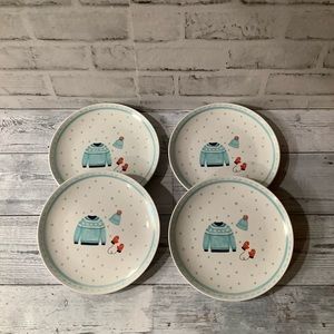 NWT Elum 4pk Porcelain Cozy Sweater Plate Set Only
